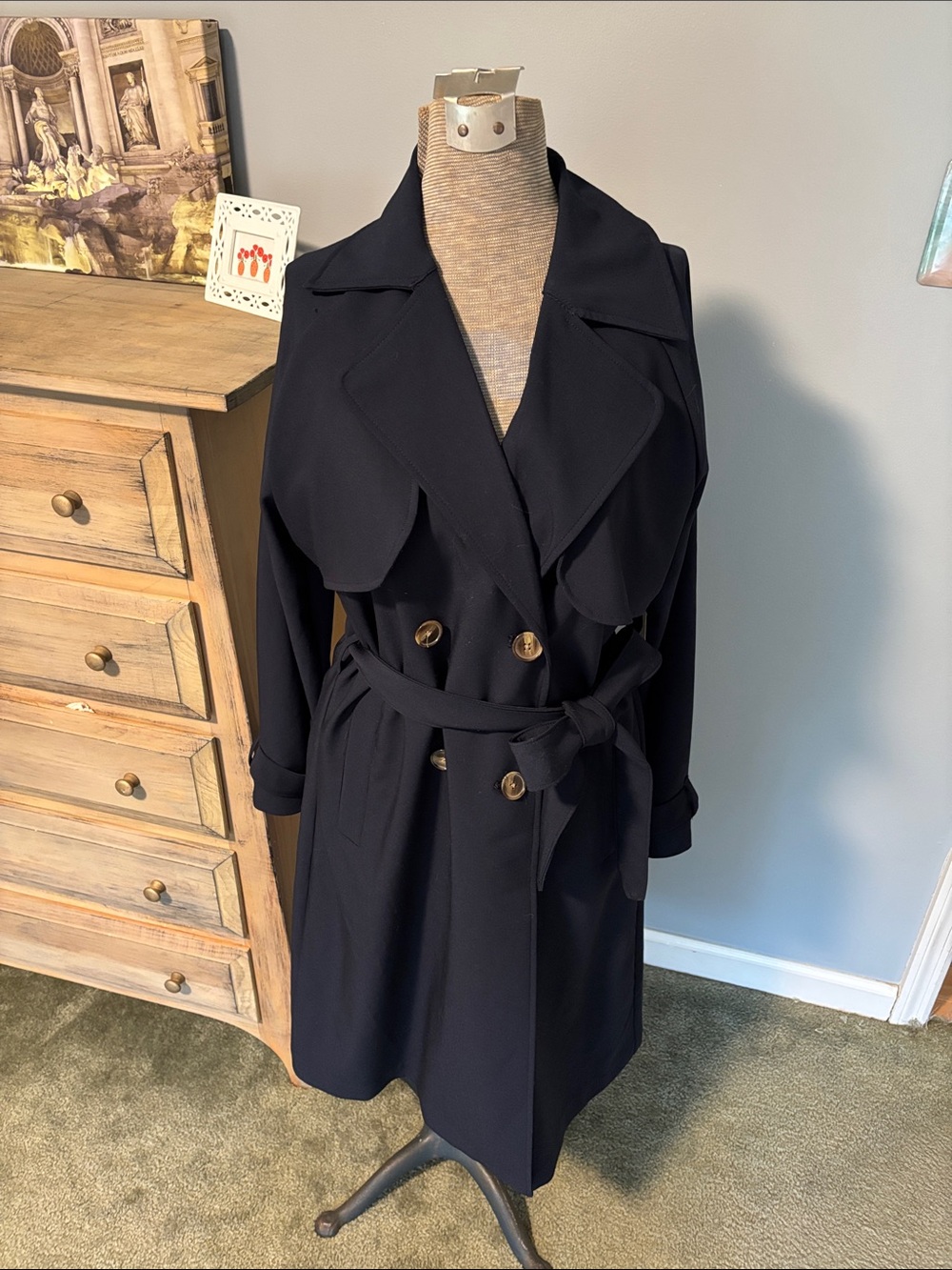Old Navy Double-Breasted Navy Trench Coat